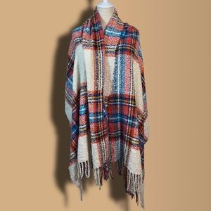 Aerie wide shawl wrap in great Autumn Fall colors has fringe at ends